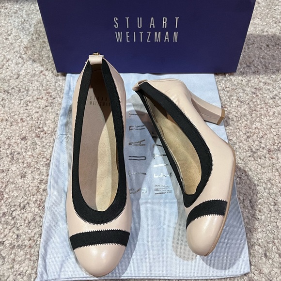 Stuart Weitzman Easily Elastic Leather Pan Nappa Pumps - Picture 11 of 16